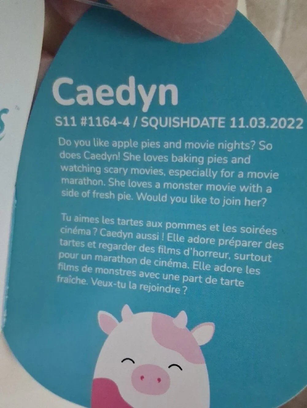 Squishmallow-Caedyn The Cute Pink & Cream Cow.